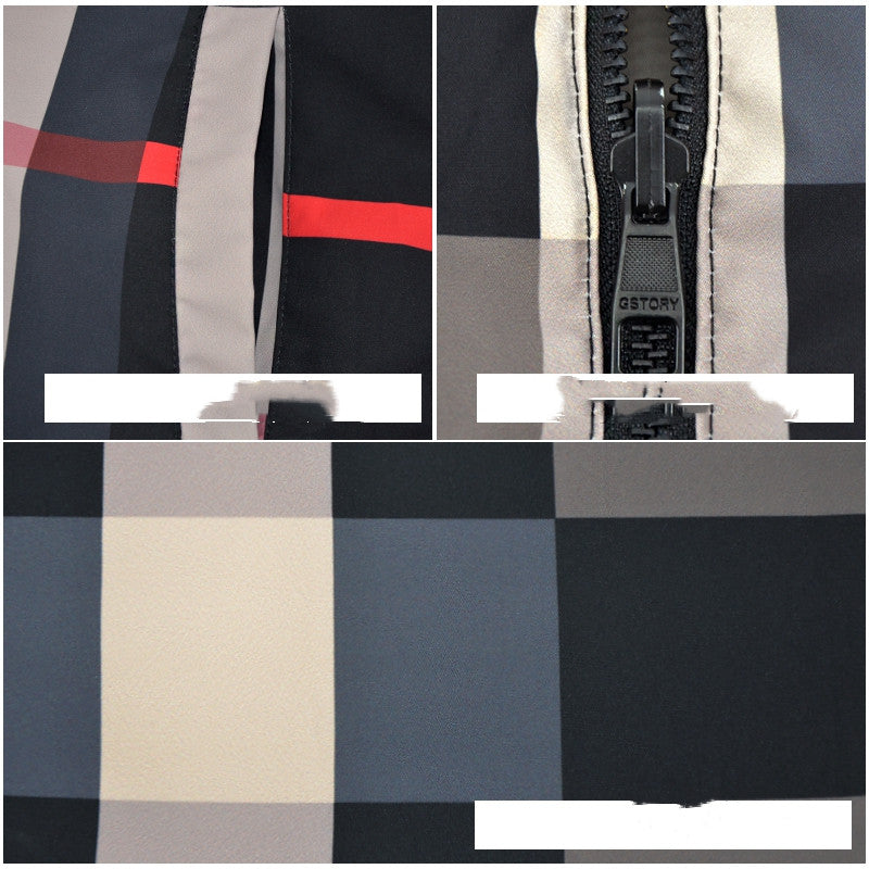 Trendy men's cotton coat men's slim plaid jacket