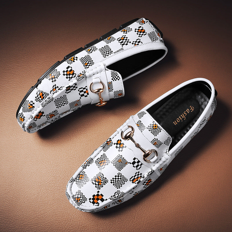 Men's Versatile Breathable Leather Shoes Grid