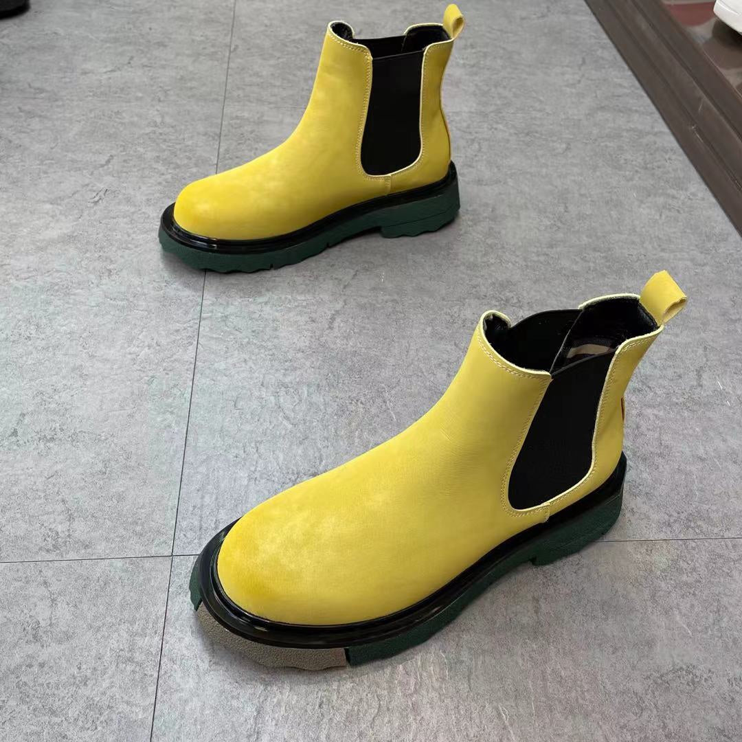 Men's Thick-soled Thick-heeled Round Scalp Martin Boots