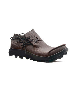 Low-top thick-soled top layer leather men's shoes