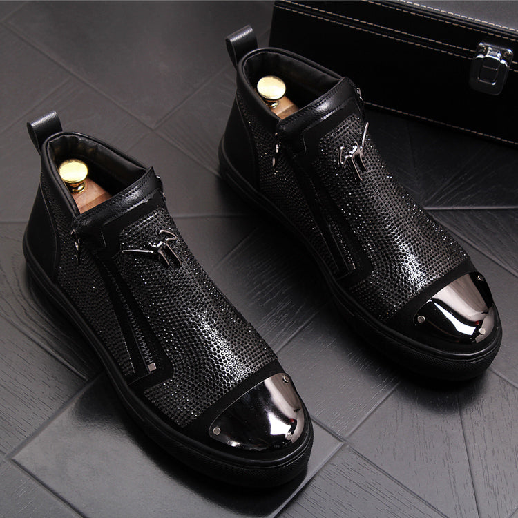 Fashionable High Top Inner Height Increasing Casual Shoes