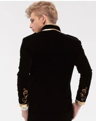 Men's Fashion Jacket Prince Gold Embroidery Suit Sports Jacket