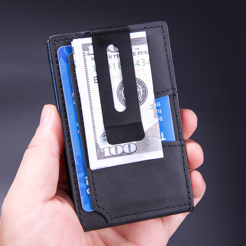 Men's Slim Wallet With Pop Up Card Holder, RFID Blocking, Minimalist Design With Large Card Capacity, Money Clip