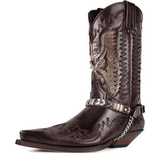 Mid Heel Pointed Toe 38-48 Men's Mid Cavalier Boots