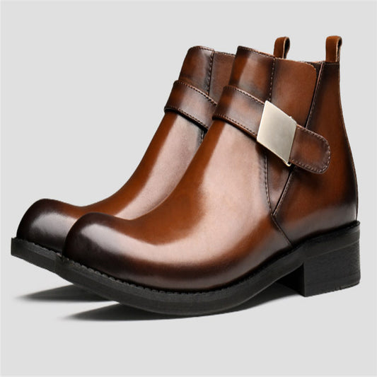 British Men's Autumn And Winter High-top Leather Shoes Martin Boots