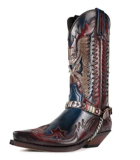 Mid Heel Pointed Toe 38-48 Men's Mid Cavalier Boots