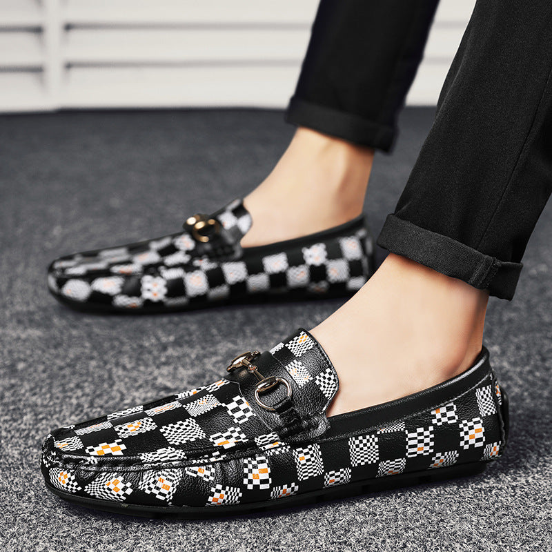 Men's Versatile Breathable Leather Shoes Grid