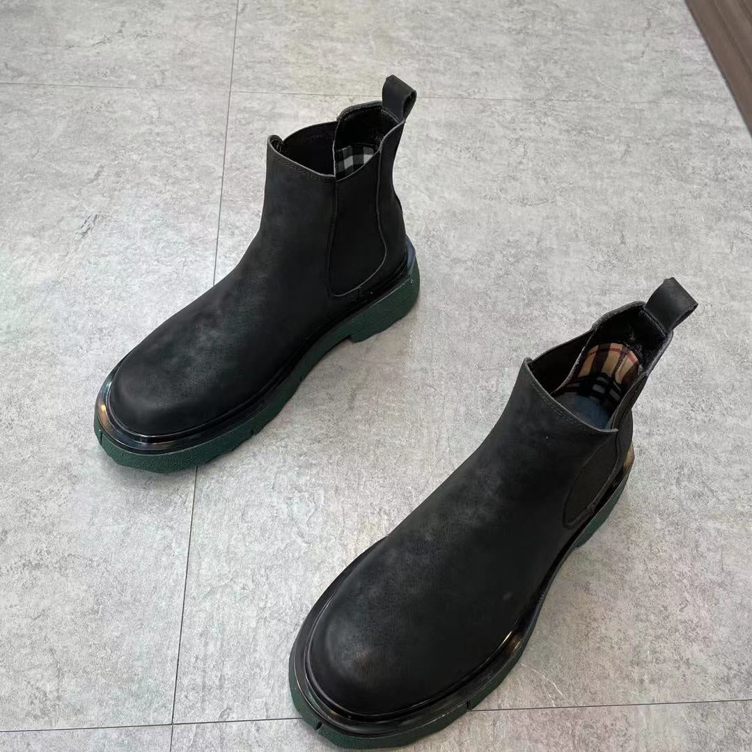 Men's Thick-soled Thick-heeled Round Scalp Martin Boots