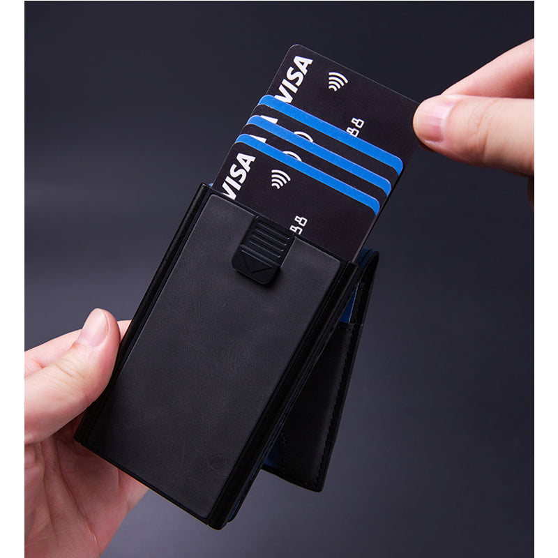 Men's Slim Wallet With Pop Up Card Holder, RFID Blocking, Minimalist Design With Large Card Capacity, Money Clip