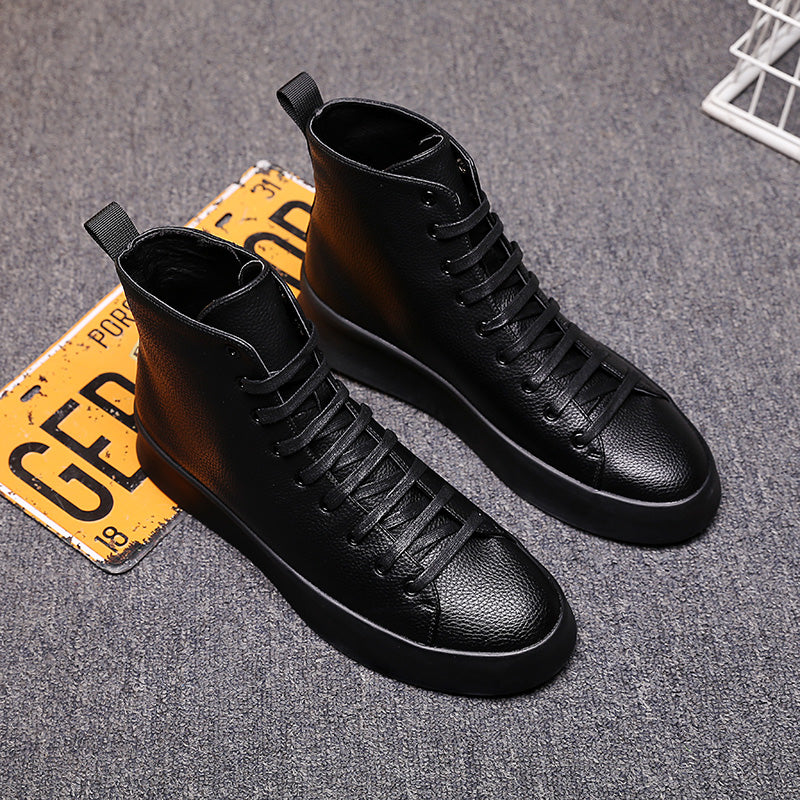 Men's Sports Solid Color Leather Sneakers