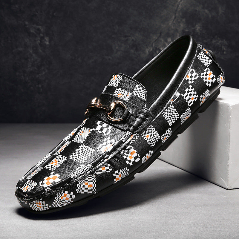 Men's Versatile Breathable Leather Shoes Grid