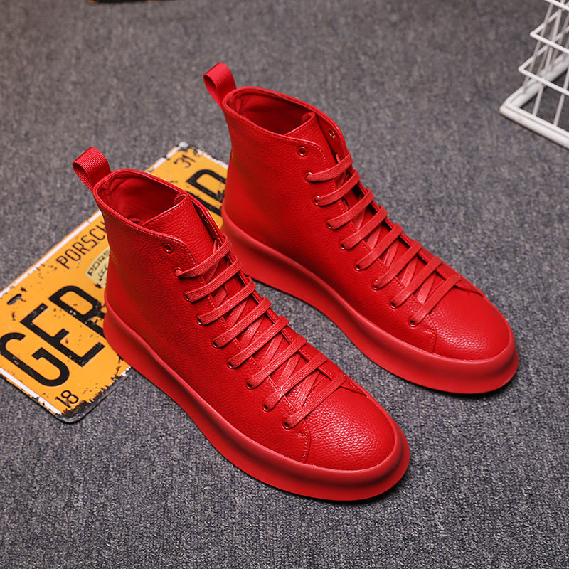 Men's Sports Solid Color Leather Sneakers