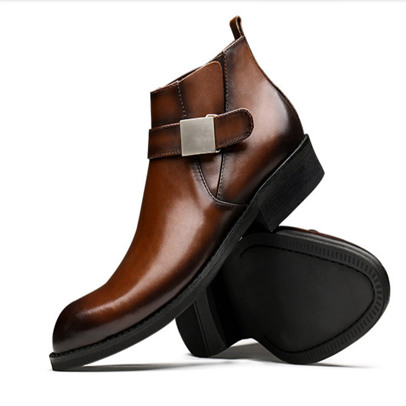 British Men's Autumn And Winter High-top Leather Shoes Martin Boots