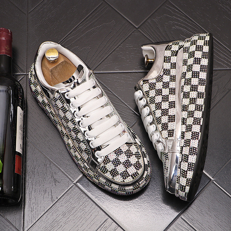 Platform Shoes Men's Fashion Rhinestone Tide Platform Shoes