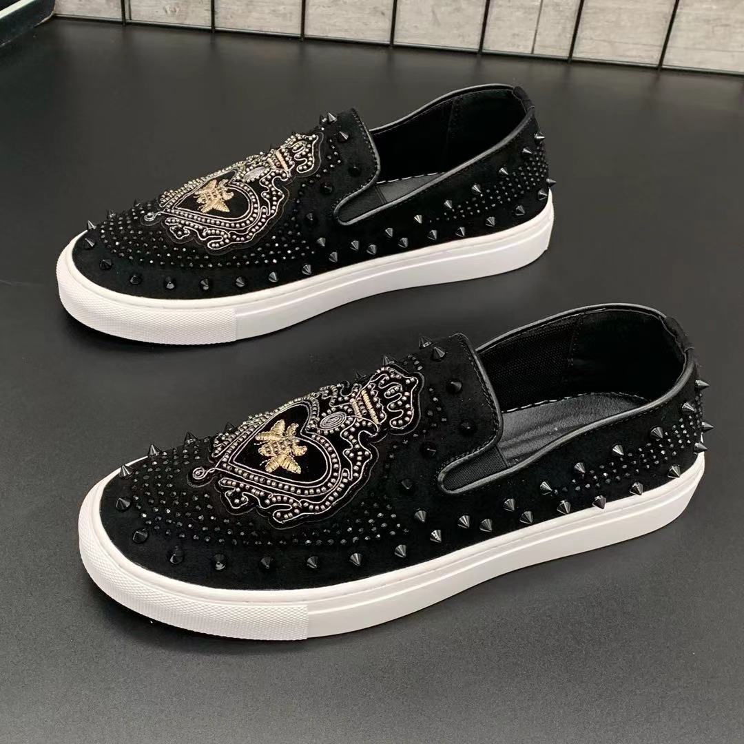 Fashion Men's Slip-on Hot Diamond Leather Shoes