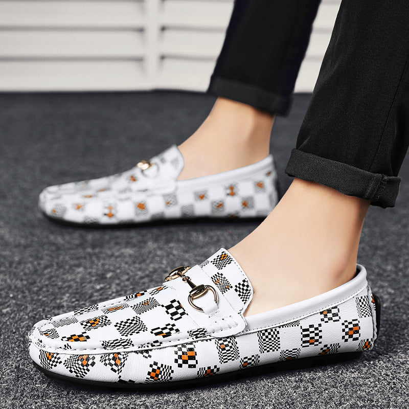 Men's Versatile Breathable Leather Shoes Grid